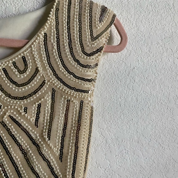1920 Gatsby Retro. Style Beaded Sequin Fringe Cream Flapper Party Dress Size XS - Picture 11 of 16